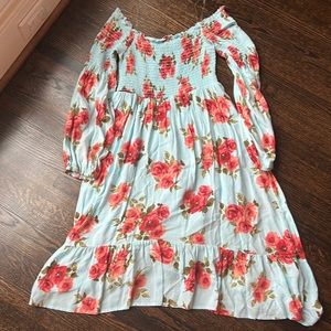 Floral off shoulder mini dress